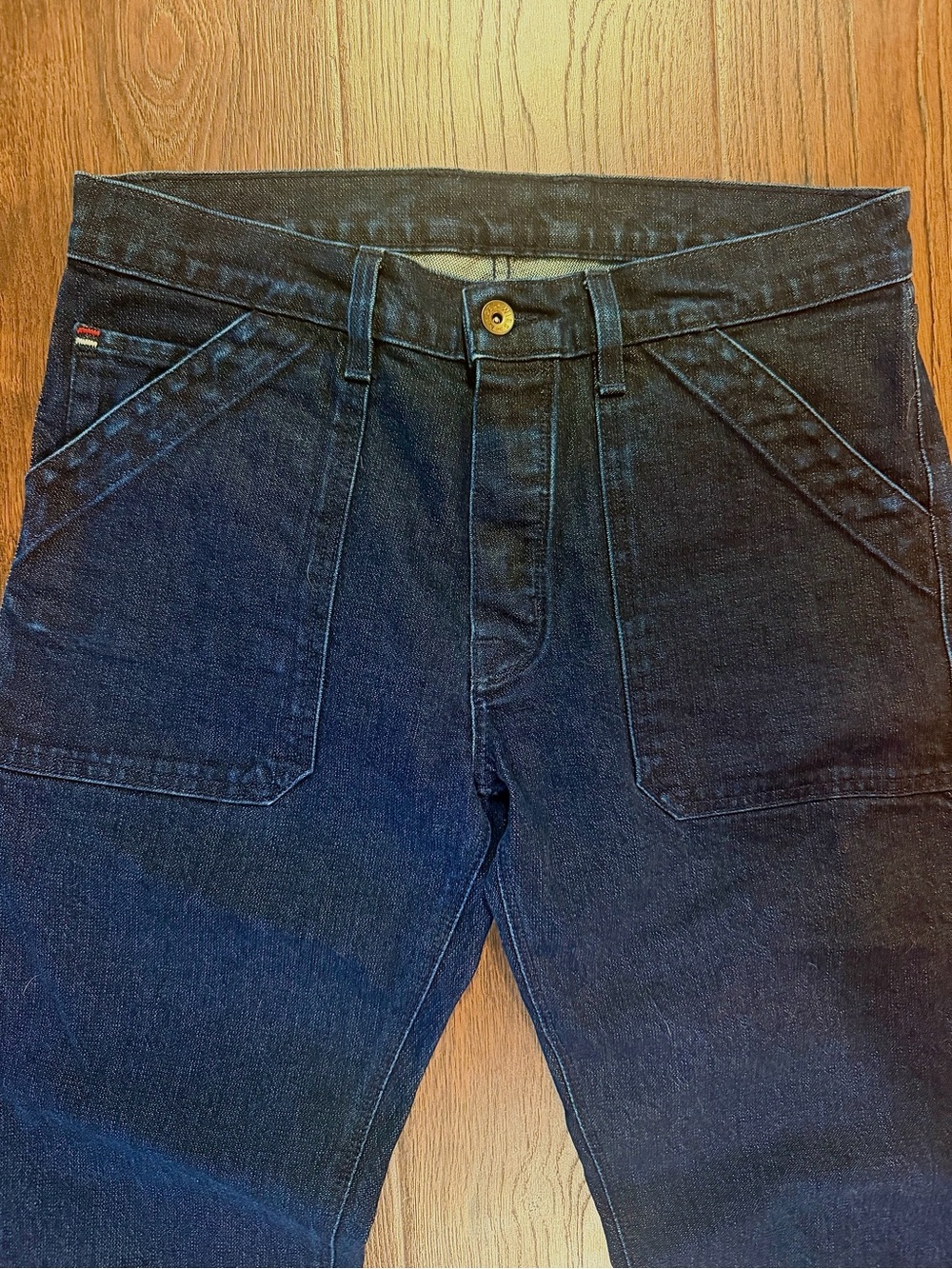 Men’s Wies Made Scout Denim Utility Jeans Dark Wash Straight Button Fly 30x32
